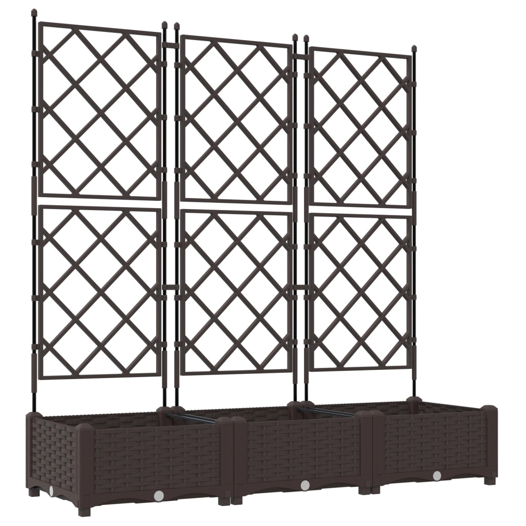 Fioriera con Traliccio 3 pz Marrone 120x40x125.5 cm
