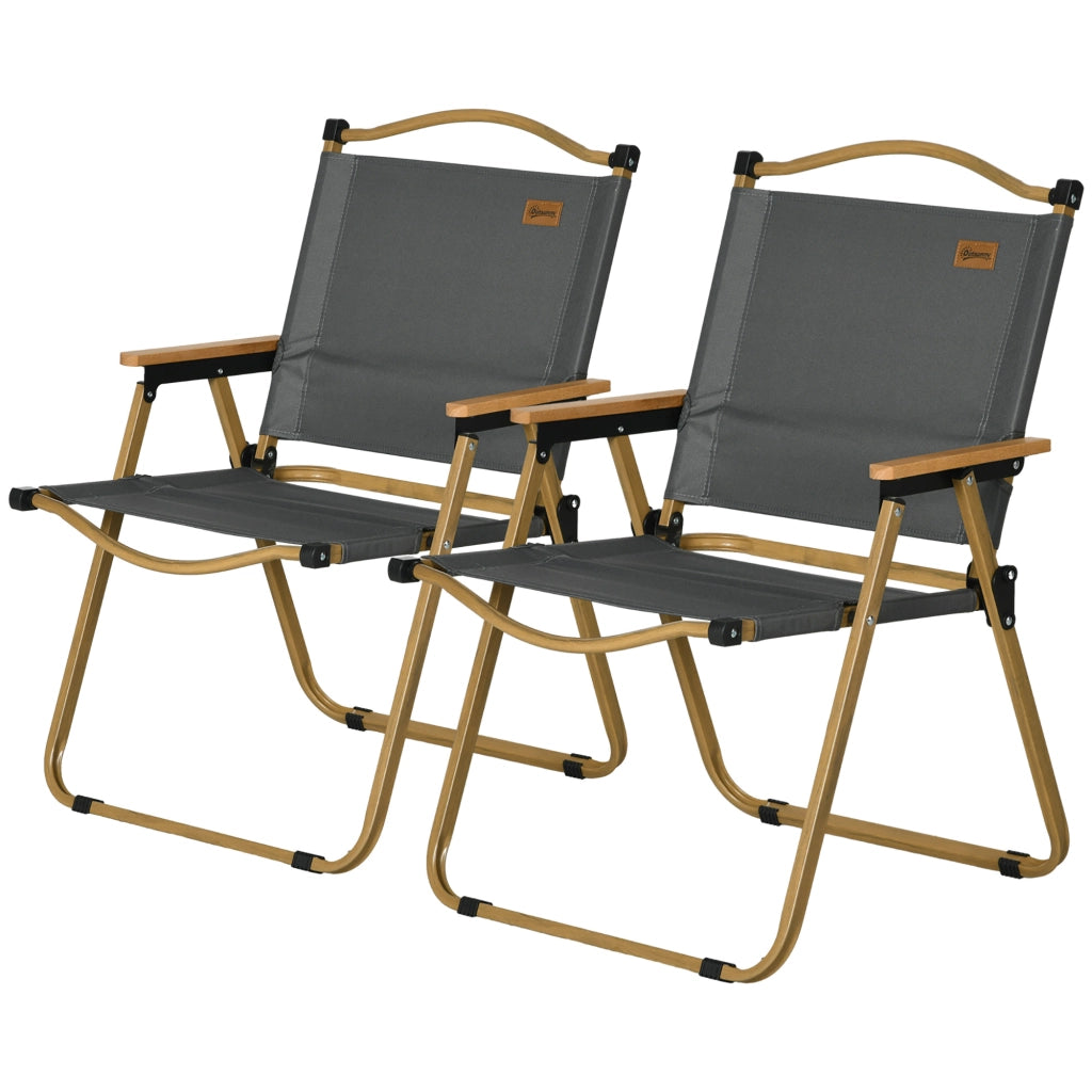 Sedia da giardino ¨C zephmum ¨C 2 pezzi, pieghevole, metallo, legno, grigio scuro