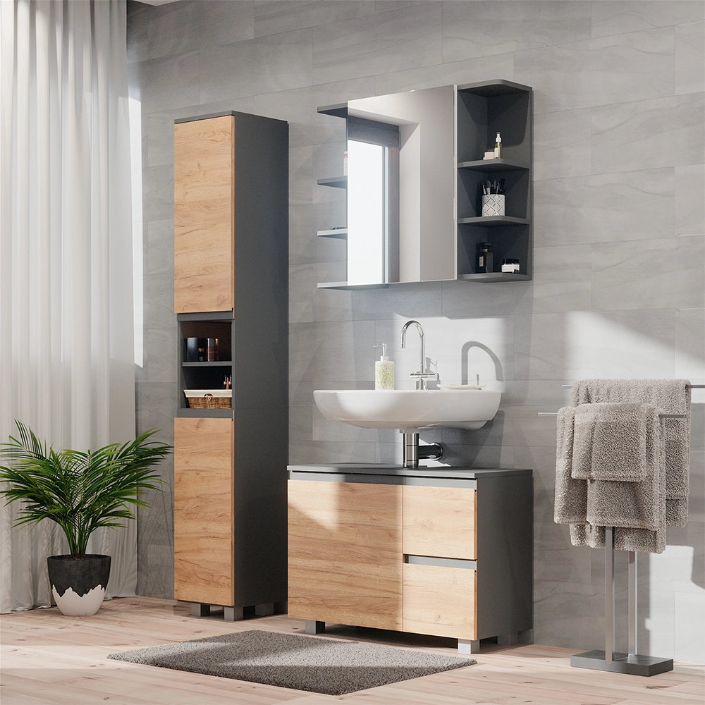 Vicco Set mobili bagno Grigio 3 parti