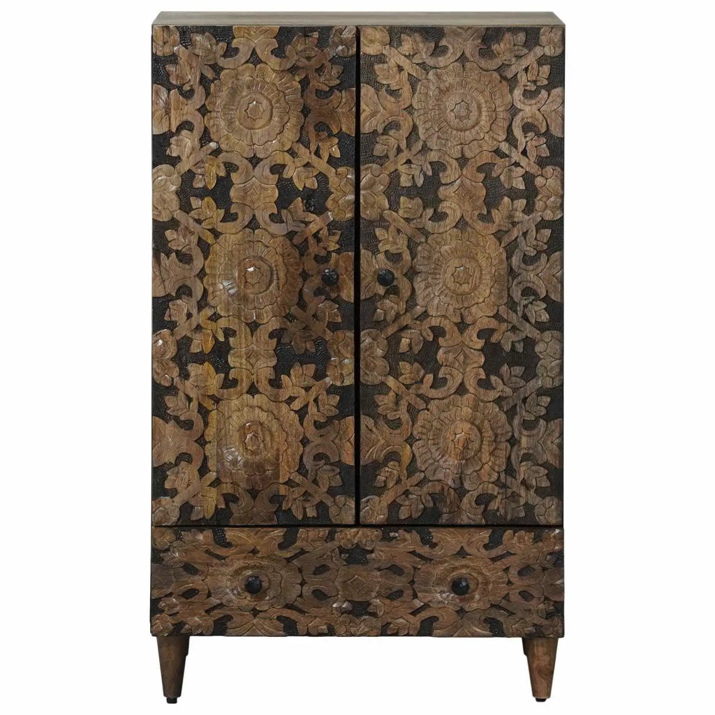 Credenza | Mobile Alto Marrone 60 x 33,5 x 100 cm Legno di mango massello