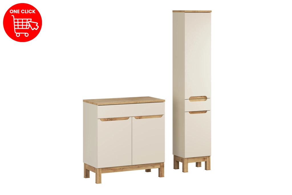 Set mobili bagno 80 cm con piano e Szafką wysoką Bali Cashmere 80 x 1401 x 46 cm