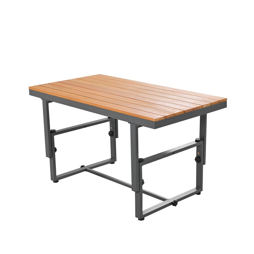 Set Divano da Giardino 3 Pezzi con Tavolo ¨C Xylo ¨C Polyrattan, Legno Acacia, Cuscini, Grigio