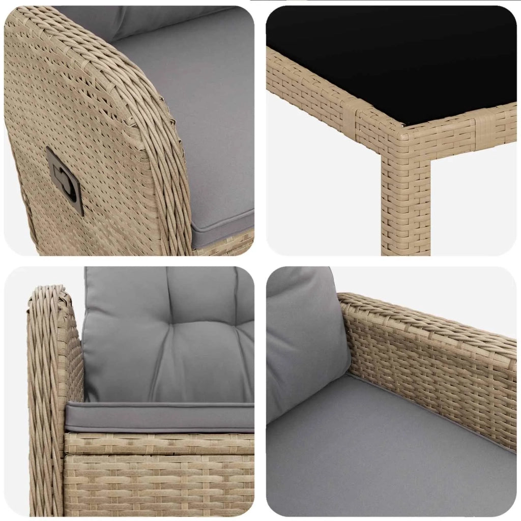 Set da pranzo per esterni 5 pcs Beige e Grigio Chiaro