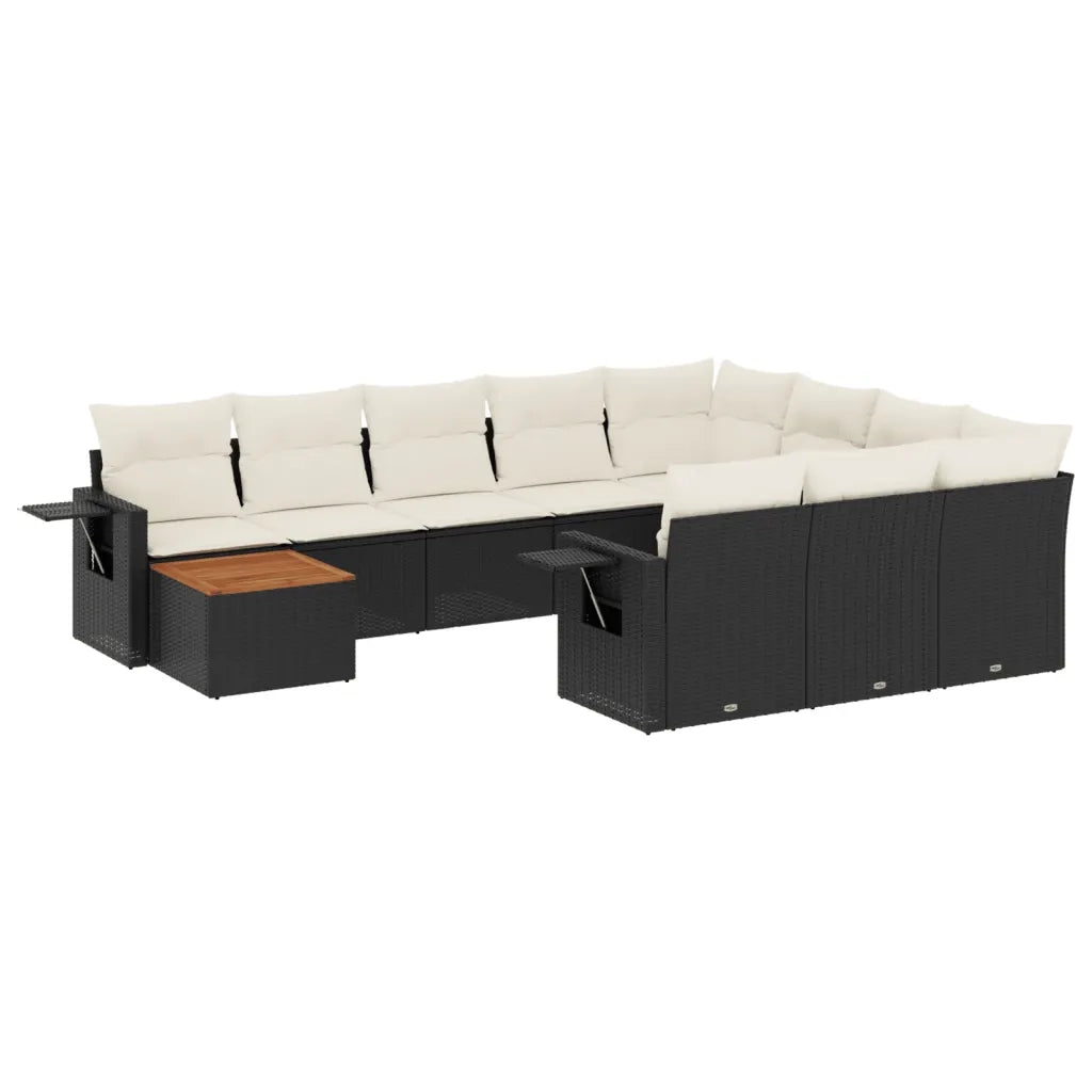 Set Divani da Giardino 11 pz con Cuscini in Polyrattan Nero 3257078
