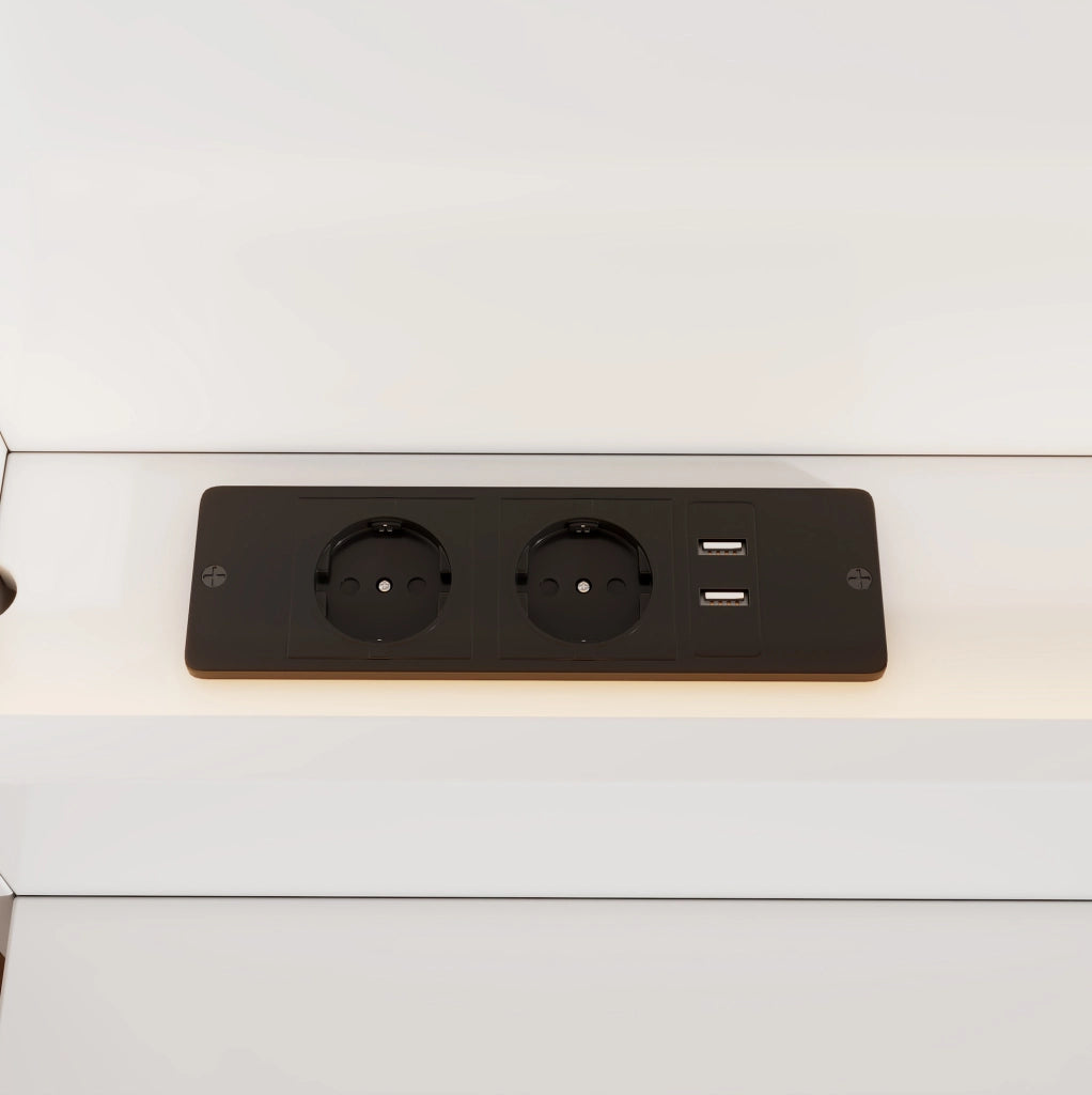 Letto matrimoniale 180x200 cm con LED, USB e cassetti