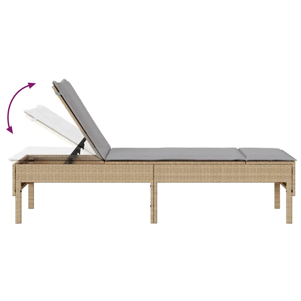 Lettino Prendisole con Cuscini Beige 55x200x44 cm in Polyrattan 4104103