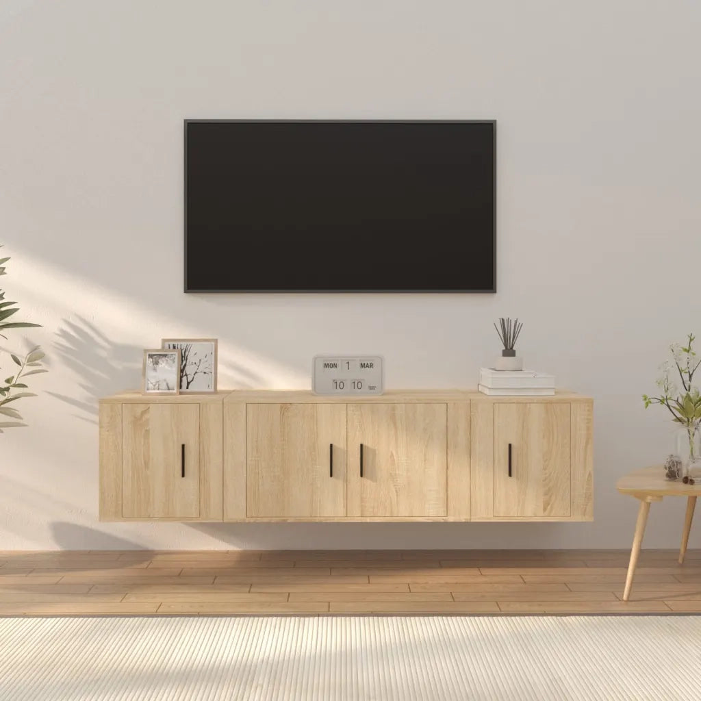 Set di Mobili Porta TV 3 pz-Set di 3 Credenza per TV Rovere Sonoma in Legno Multistrato 211245
