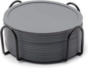 12 pezzi - Sottopanchine con alloggiamento - Grigio - Sottopanchine in silicone - 10*0.3CM - Set di sottopanchine - Ronde - Anti scivolamento - Resistenti al calore - Per bicchieri, bar, tazze, sottopanchine da tavolo - Progettate con bordo sollevato