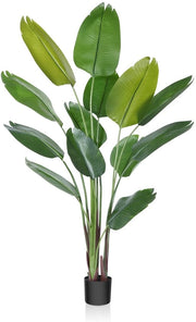 Pianta artificiale di palma tropicale 180cm con 13 foglie Pianta artificiale in vaso per interni ed esterni Decorazione moderna per ufficio e giardino (1 confezione)