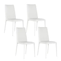 E-STYLO Sedia in similpelle bianco con gambe in metallo bianco, imbottita, impilabile, 40cm X 42cm H. 96cm.