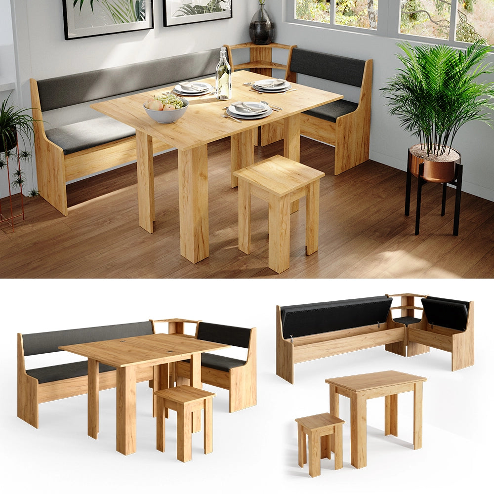 Vicco Gruppo panca ad angolo Quercia dorata 210 x 120 cm con tavolo