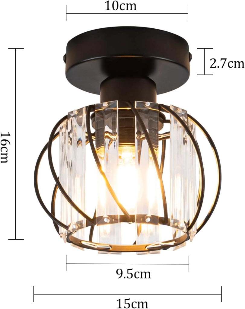 ZMH Lampada da soffitto plafoniera moderna cristallo nero E27 illuminazione vintage per interni