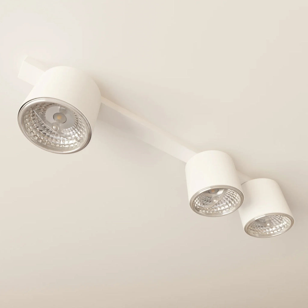 Plafoniera Moderna 3 Luci Faretti Ptah In Acciaio Bianco