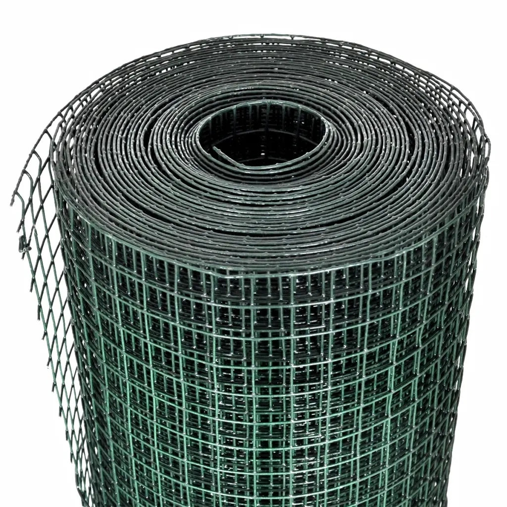 Recinzione da Giardino | Recinzione in Rete per Pollaio Rivestita in PVC 25x1 m Verde