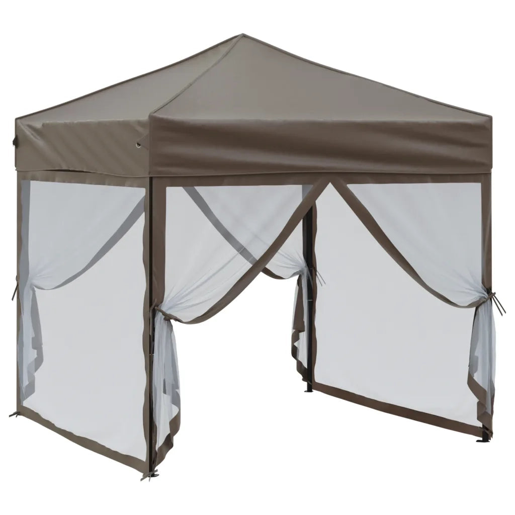 Tenda per Feste Pieghevole con Pareti Laterali Tortora 2x2 m 93512