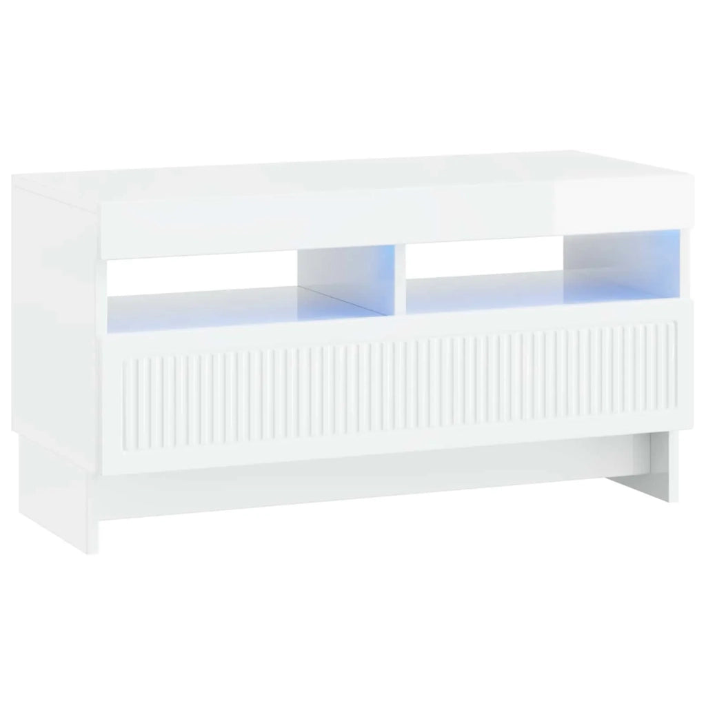 Mobile TV LED a 5 pezzi Bianco Lucido Legno ingegnerizzato 3416421