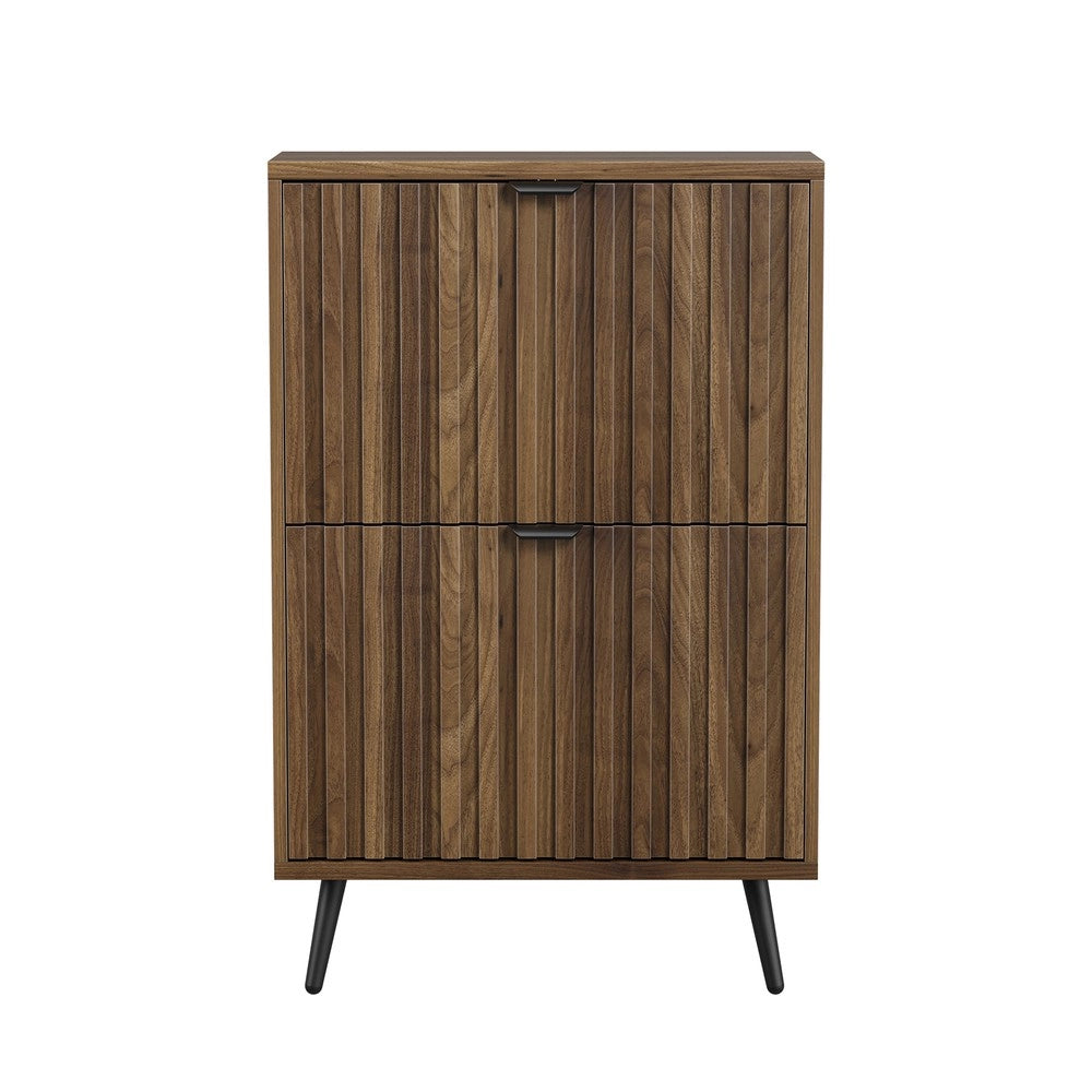 Scarpiera in Legno di Noce ¨C MINIMAL ¨C 60 cm, 2 Ante Ribaltabili, Design Moderno per Ingresso