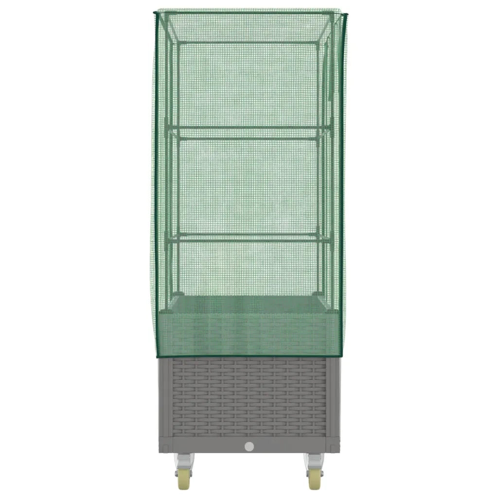 Letto Rialzato con Copertura e Ruote Effetto Rattan 80x50x182cm 4015864