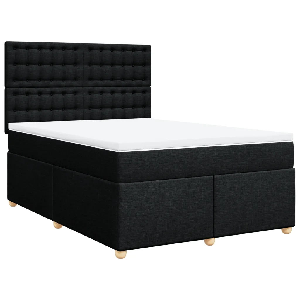 vidaXL Giroletto a Molle con Materasso Nero 160x200 cm in Tessuto