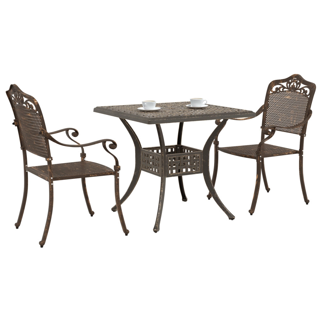 Set da Giardino Bistro 3 Pezzi in Alluminio pressofuso Color Bronzo