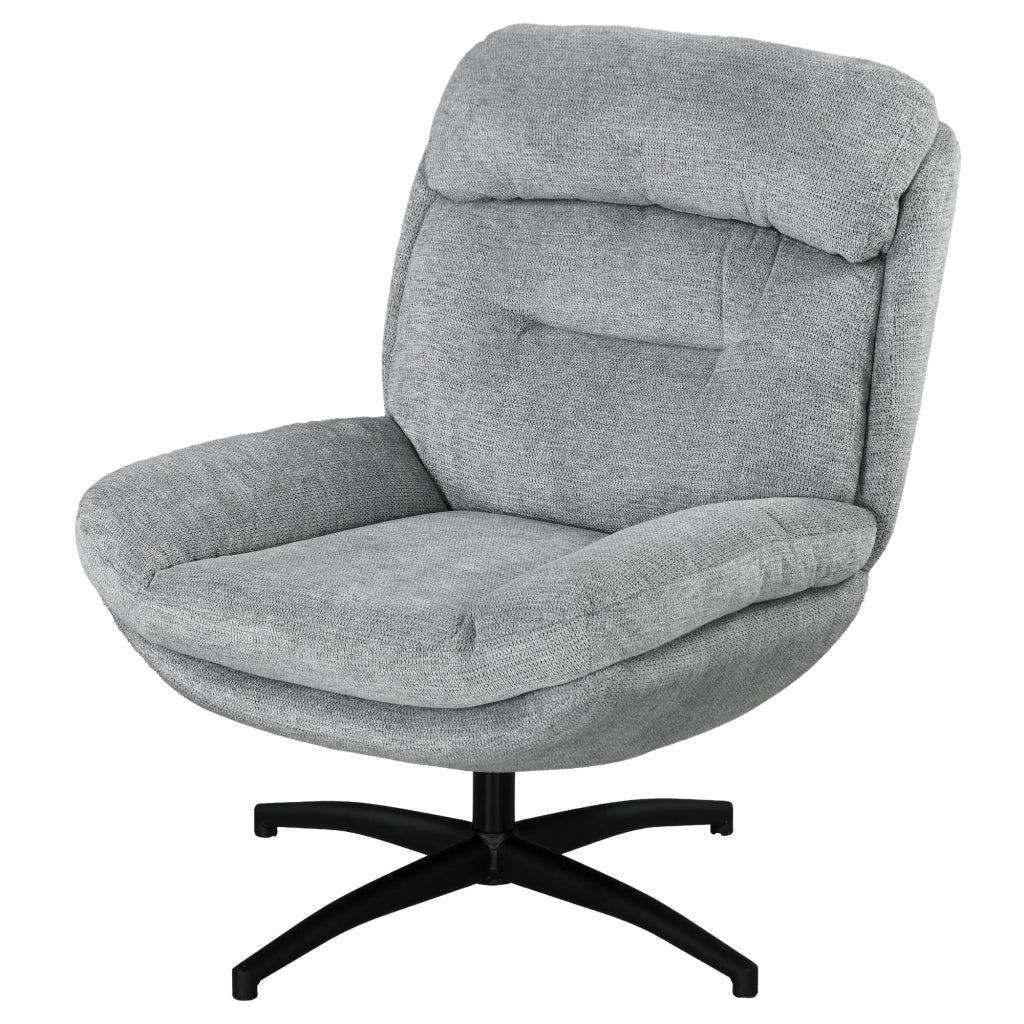 Poltrona girevole 360¡ã ¨C zephmum ¨C Tessuto Chenille, gambe in metallo, Grigio e Nero