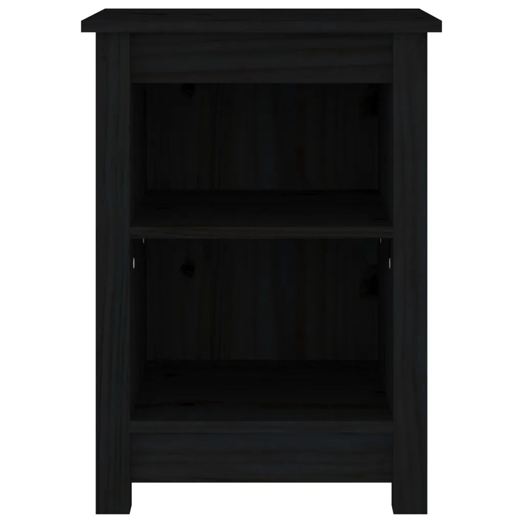 Comodini 2 pz Neri 40x35x55 cm in Legno Massello di Pino