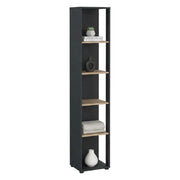 Libreria Baaz, Scaffale da ufficio, Mobile portalibri, Biblioteca, 41x34 h205 cm, Rovere e Grigio