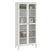 Vetrina Wutip, Credenza espositiva, Vetrinetta multiuso, Madia da soggiorno, 89x36 h203 cm, Bianco