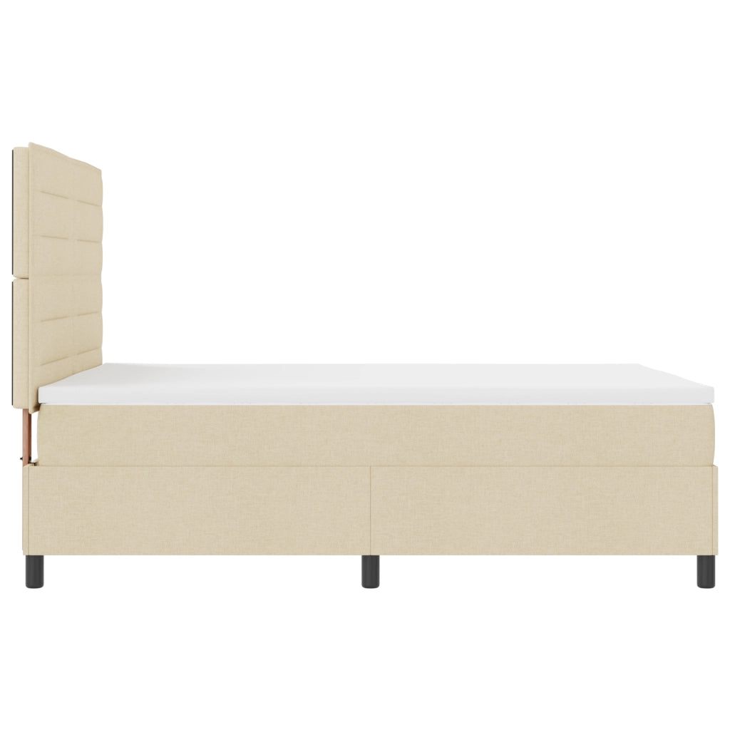 Letto a Molle con Materasso Crema 140x190 cm Tessuto