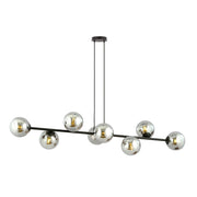 Lampadario Contemporaneo 8 Luci Durga In Acciaio Nero E Sfere In Vetro Fumè