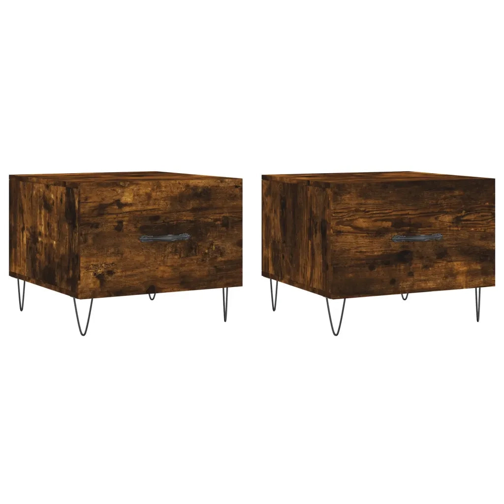 2 pz Tavolini salotto | Tavolino da caff¨¨ | Tavolino da Soggiorno Rovere Fumo 50x50x40cm Legno Multistrato