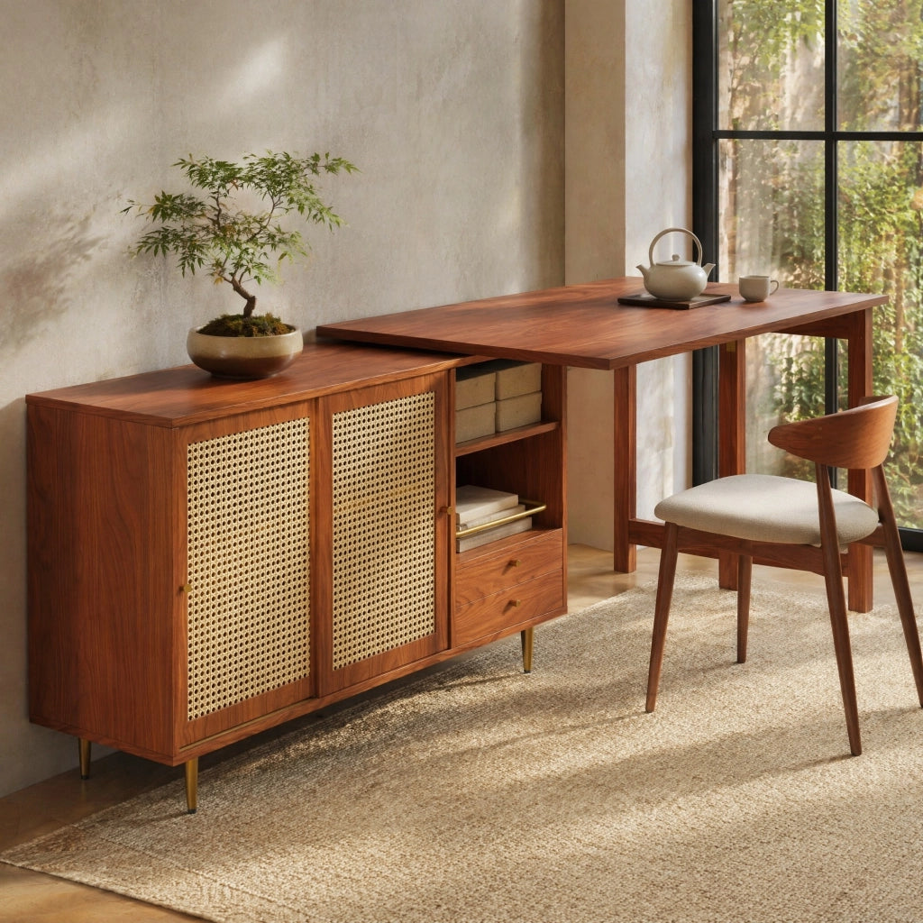 TAVOLO ALTO 107 x 40 x 71,4 cm allungabile e girevole Marrone MDF