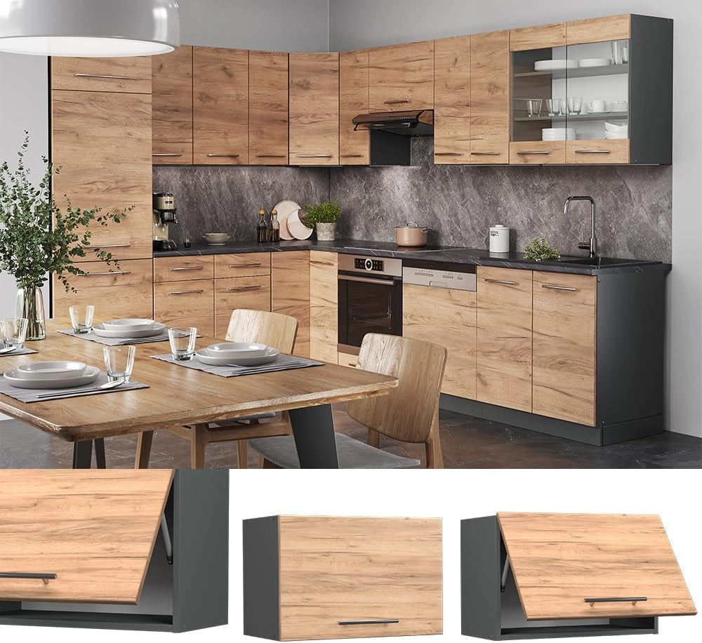 Pensile da cucina Fame-Line, Quercia dorata, 60 cm Piatto, per la combinazione con altri moduli della serie Fame-Line