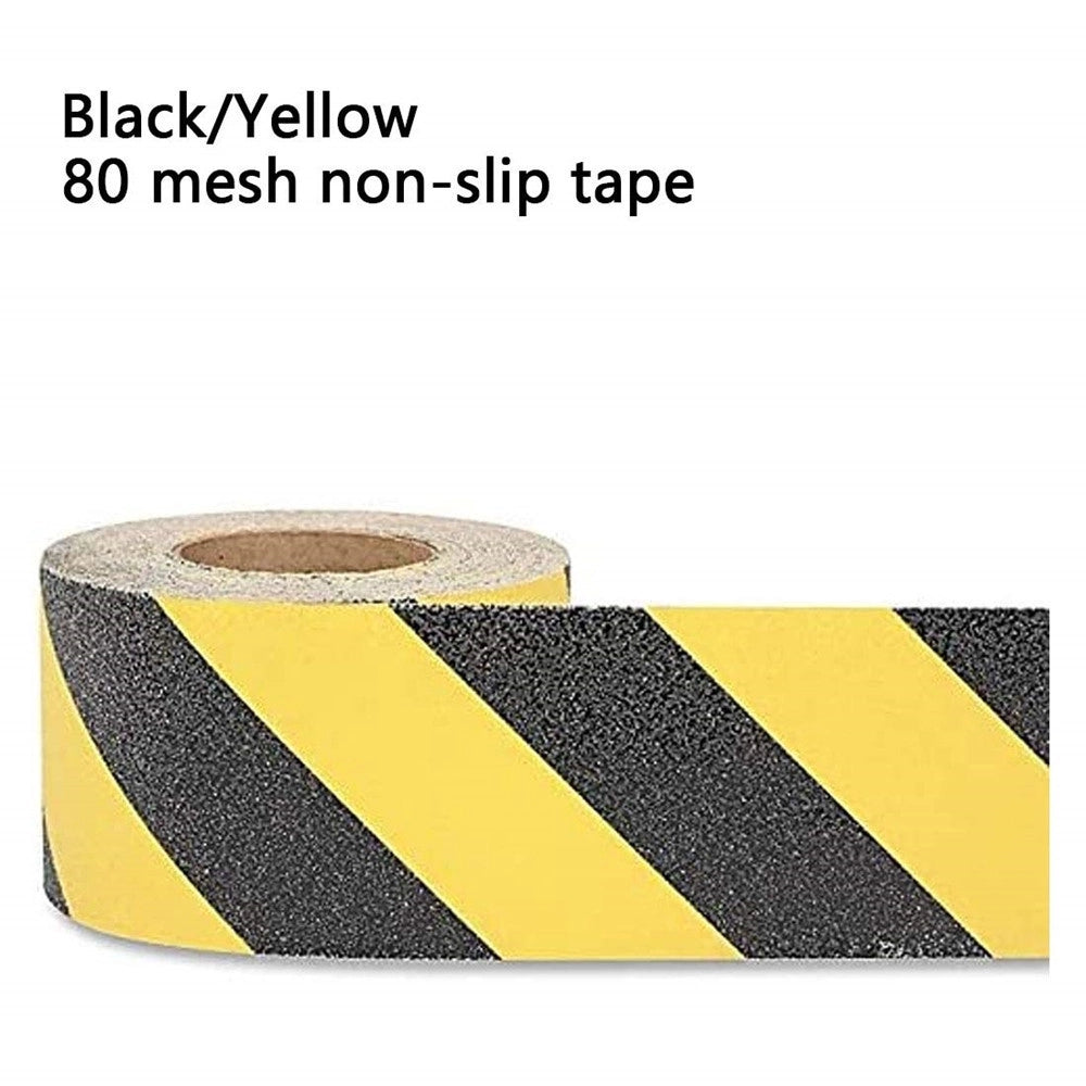 Trade Shop - Nastro Antiscivolo Alta Resistenza Sicurezza Antiattrito Battistrada 2,5cmx5mt Nero/giallo -