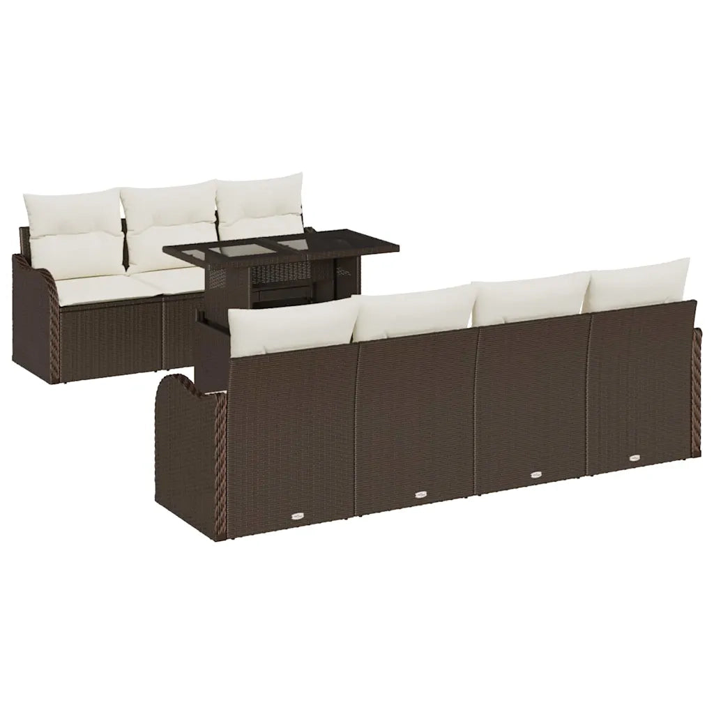 Set Divano da Giardino 8 pcs Marrone Rattan in Polipropilene