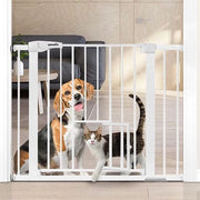 Serratura di sicurezza per scale da 75 a 103cm con porta per gatti - Bianco, senza foratura necessaria, per bambini, bambini e gatti