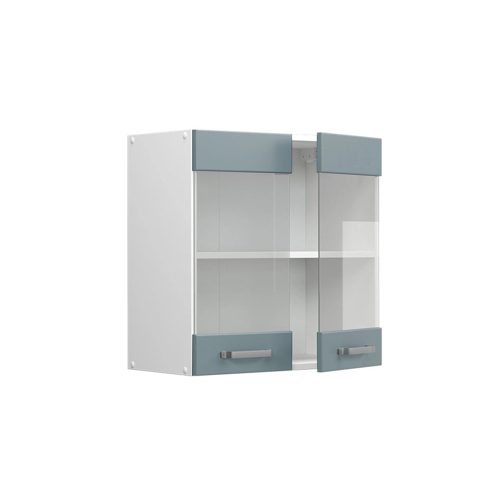 Vicco Pensile universale Grigio-blu 60 cm con ante in vetro