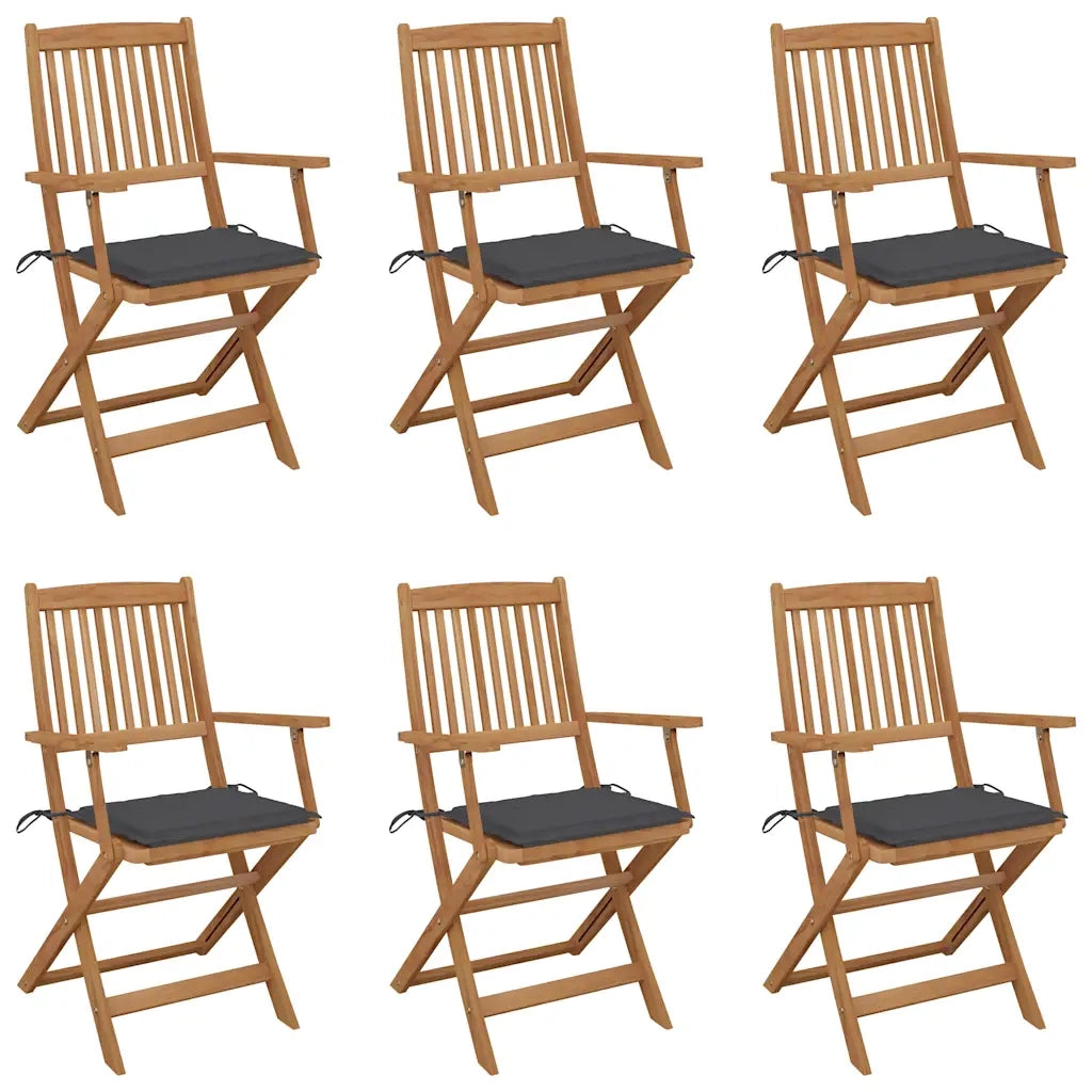 Sedie da Giardino Pieghevoli 6 pz con Cuscini Massello Acacia cod mxl 7759