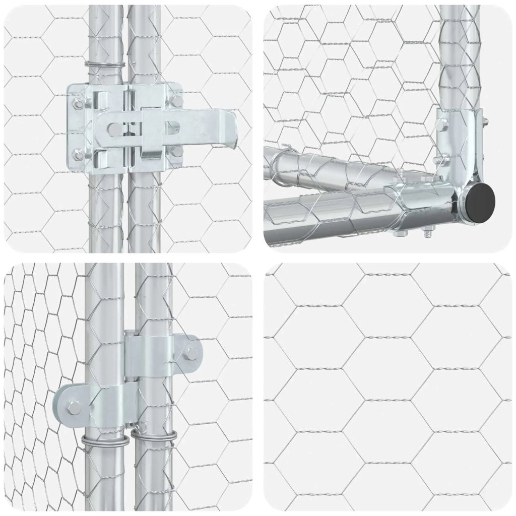 Gabbia per Polli Contro il Muro Argento 600 x 150 x 215 cm 3434710