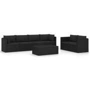 Mobili da giardino mobili da esterno Set di mobili da 7 pezzi con cuscini in resina intrecciata nera 02_0017324