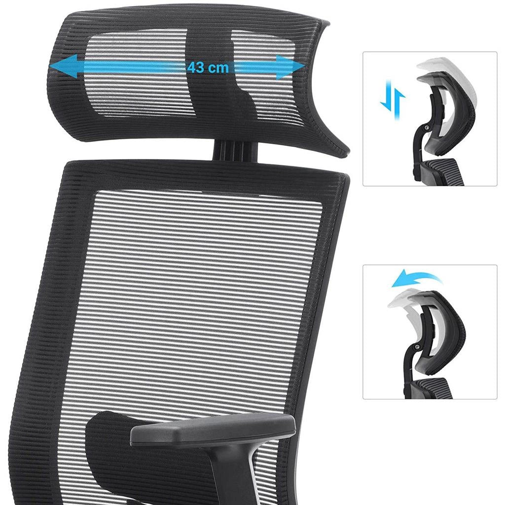 Sedia da ufficio sedia da ufficio in tela seduta ergonomica girevole a 360° supporto lombare regolabile poggiatesta braccioli schienale reclinabile fino a 120° nero 12_0001412