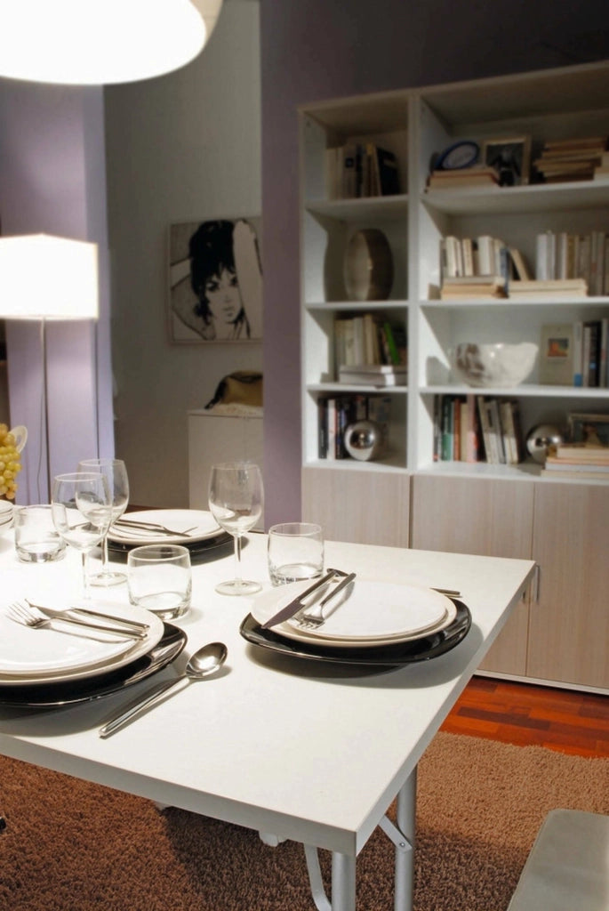 Aliena, Tavolo Pieghevole 6 Posti Made in Italy, 125x75x80h cm Bianco