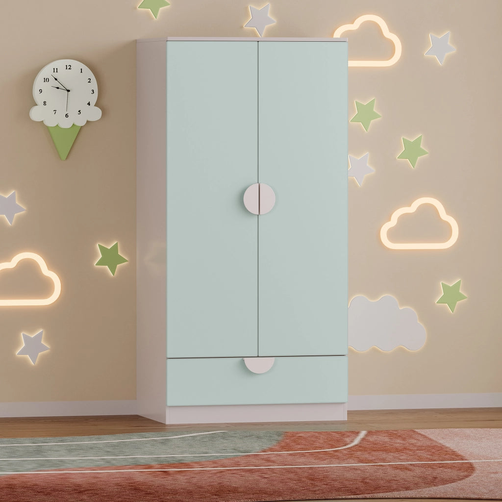 Armadietto Sandnes per Bambini con Appendiabiti e Cassetto 123x60x40 cm Menta Verde [en.casa]