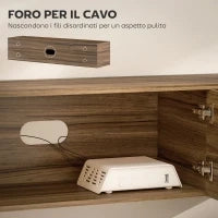 Mobile Porta TV Sospeso fino 65" con 3 Armadietti in Stile Industriale, Marrone Rustico