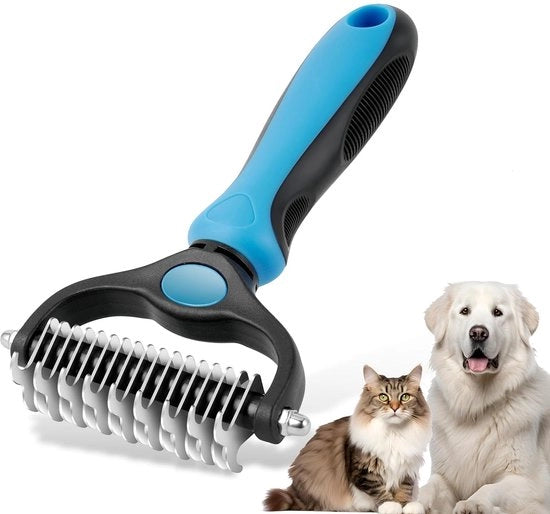 Kit di pettinatura e spazzola per gatti e cani - spazzola a doppia faccia per rimuovere la spazzatura - spazzola per pettinatura sicura - per capelli arruffati - spazzola a doppia faccia per la zona del ventre