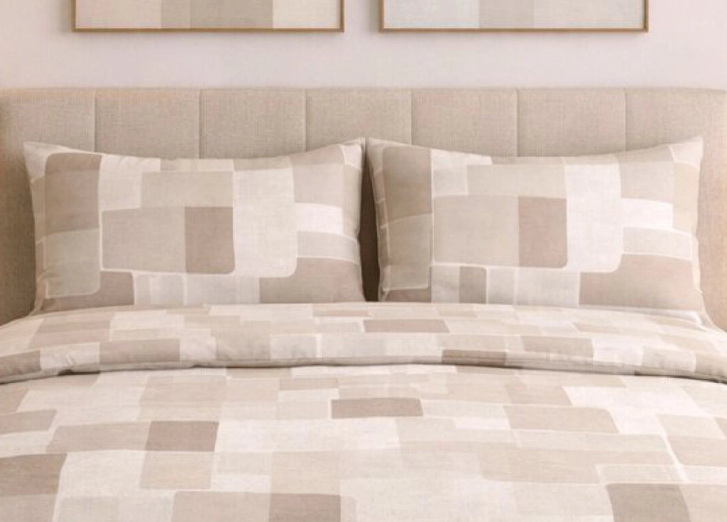 Sacco Copripiumino In 100% Cotone Made Italy Disegno Brick - Piazza E Mezza - Beige