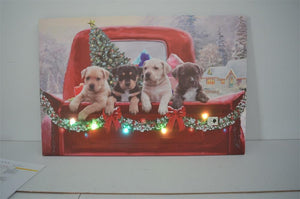 Quadro con led legno cani multicolor rettangolare cm 60x40xh1,8