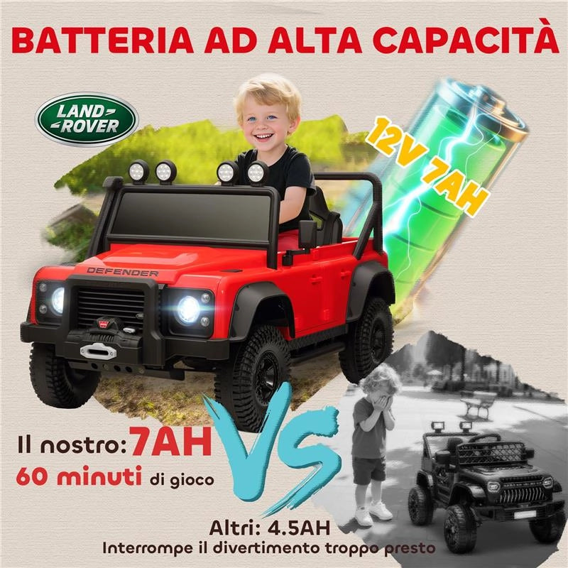 MACCHINA ELETTRICA PER BAMBINI 3-5 ANNI LAND ROVER OFFICIALE 12V CON TELECOMANDO, SOSPENSIONI, LUCI LED, ROSSO