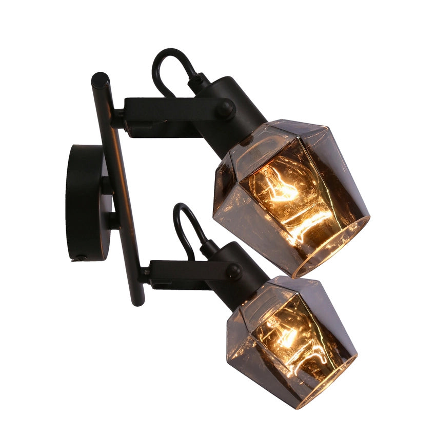 Plafoniera/Applique Candellux Randi nera vetro fumé 2xE14 15W
