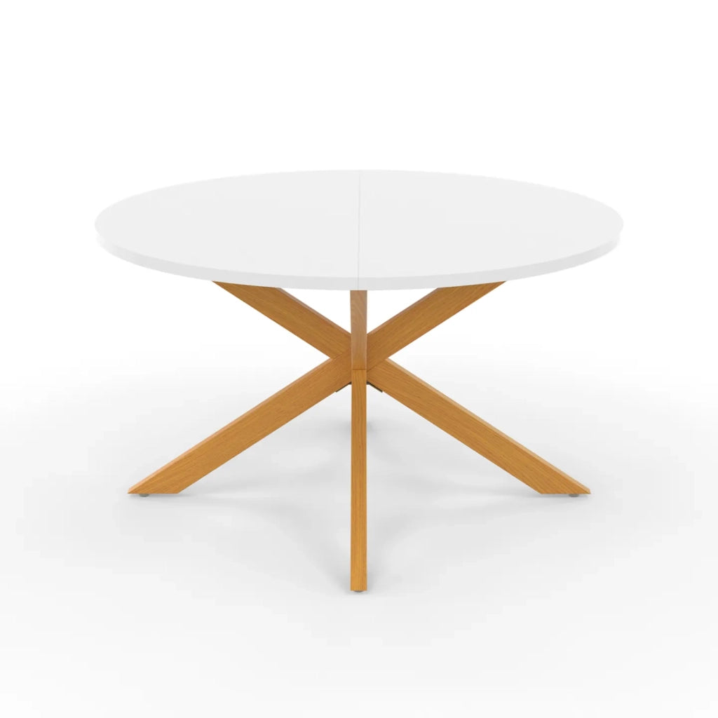 IDMarket - Tavolino rotondo GISELE, 70 cm, gamba a ragno, piano bianco e gamba effetto legno